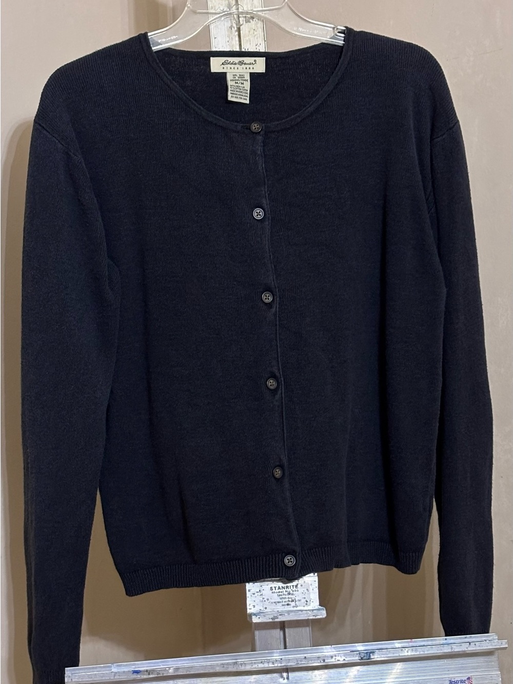 Eddie Bauer Linen Blend Black Button-Front Women's Cardigan Sz M